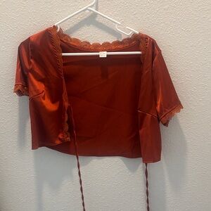 Others Follow Rust Red Satin Crop Top